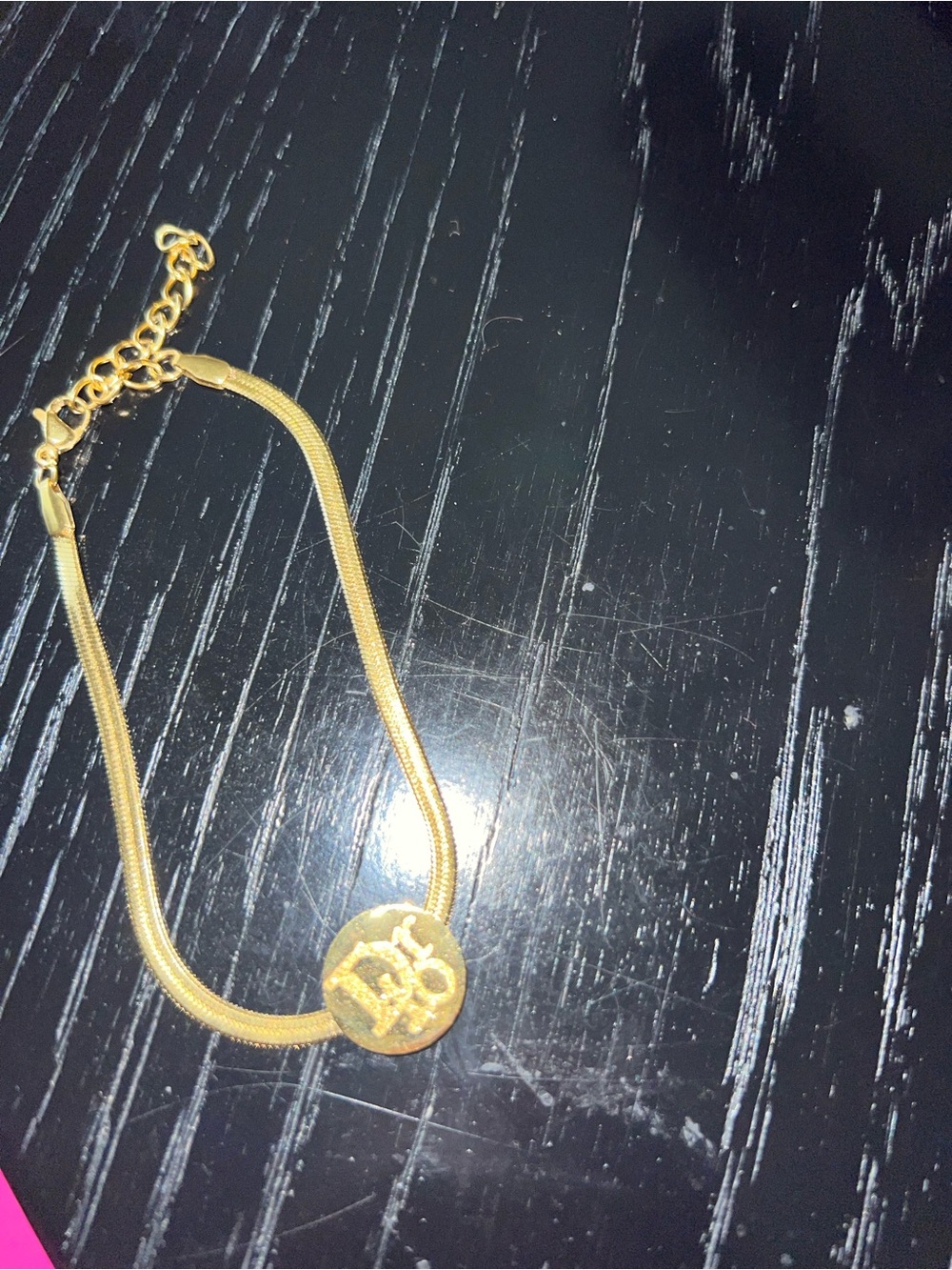 Gold-Tone Disc Bracelet with Double Snake Chain - Women's Jewelry